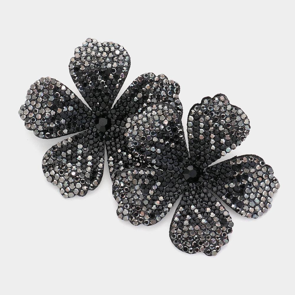 Black Felt Back Bling Flower Earrings - Jewelry Store by Erik Rayo