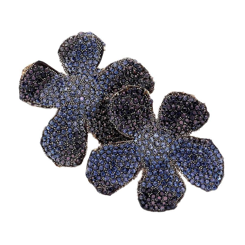 Black Felt Back Bling Studded Flower Earrings - Jewelry Store by Erik Rayo