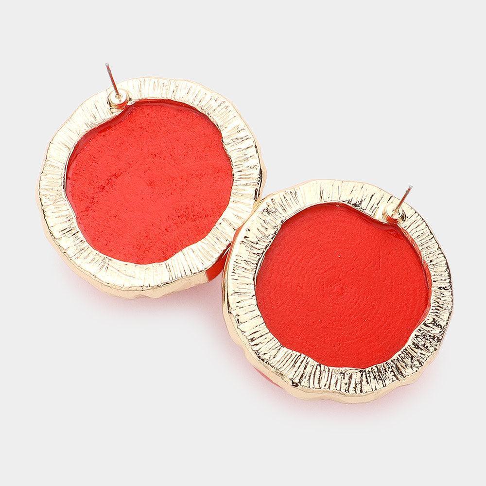 Brown Wood Accented Oversized Earrings - Jewelry Store by Erik Rayo