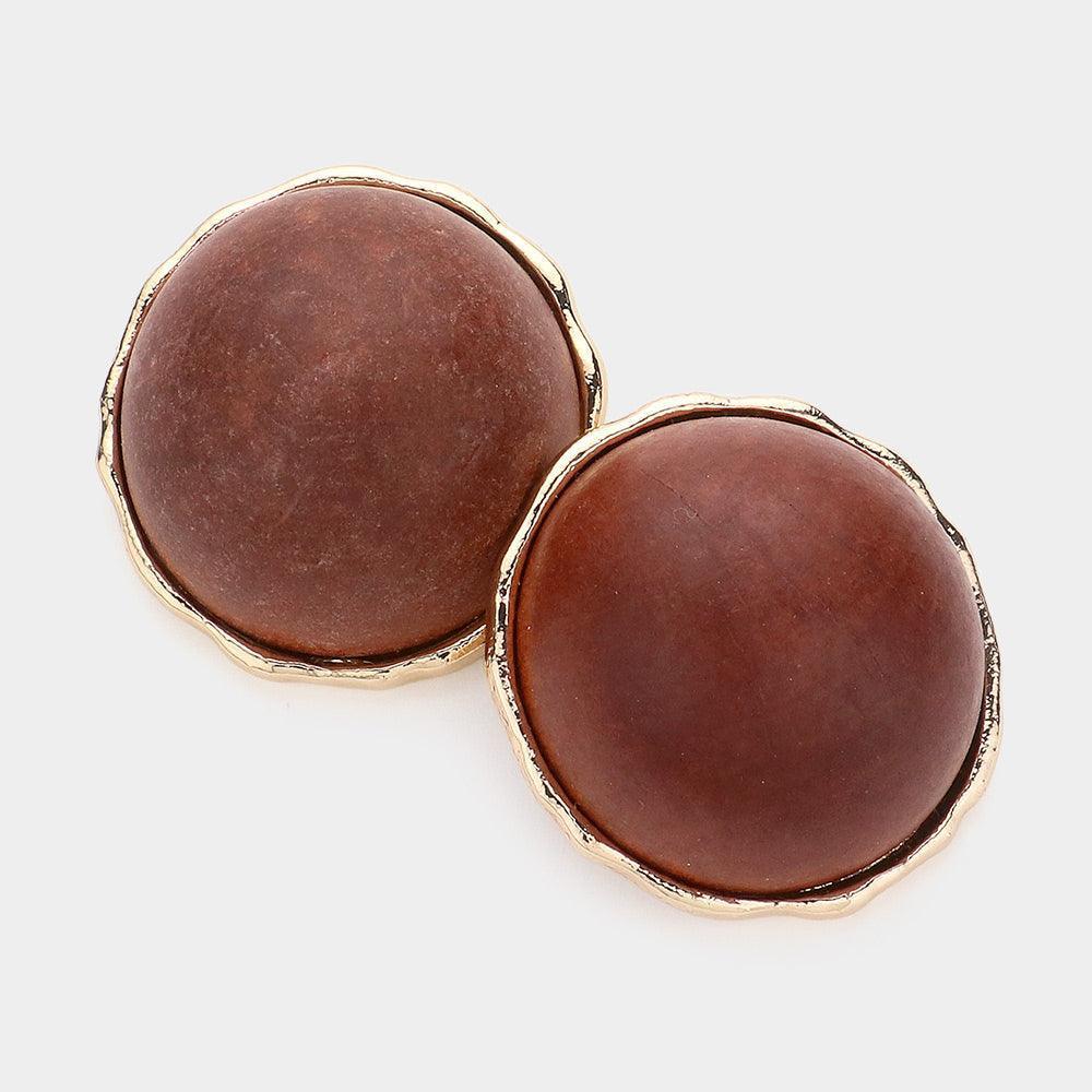 Brown Wood Accented Oversized Earrings - Jewelry Store by Erik Rayo