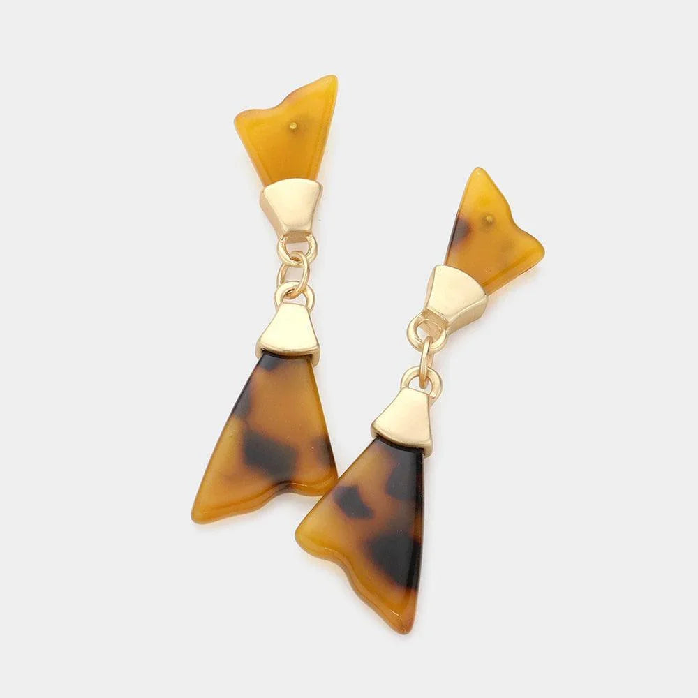 Celluloid Acetate Tortoise Irregular Triangle Dangle Earrings - Jewelry Store by Erik Rayo