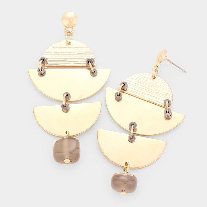 Gray Geometric Textured Metal Post Earrings - Jewelry Store by Erik Rayo