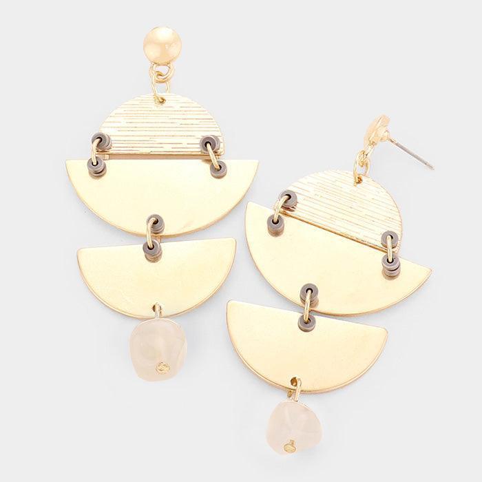 Gold Geometric Textured Metal Post Earrings - Jewelry Store by Erik Rayo