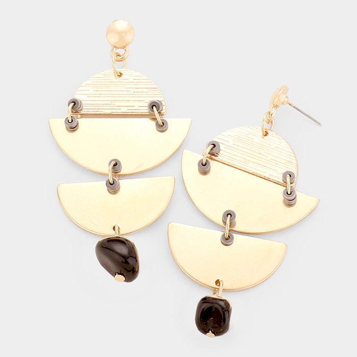 Gold Geometric Textured Metal Post Earrings - Jewelry Store by Erik Rayo