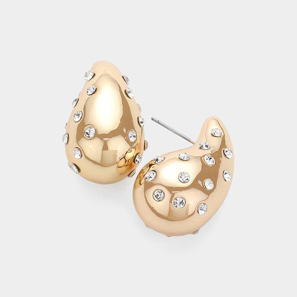 Clear Stone Embellished Teardrop Earrings - Jewelry Store by Erik Rayo