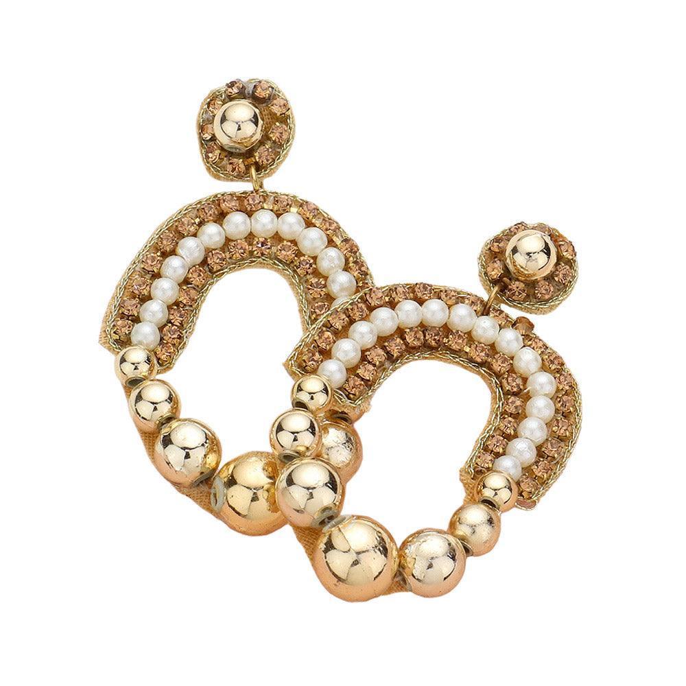 Cream Pearl Metal Ball Cluster Abstract Dangle Earrings - Jewelry Store by Erik Rayo