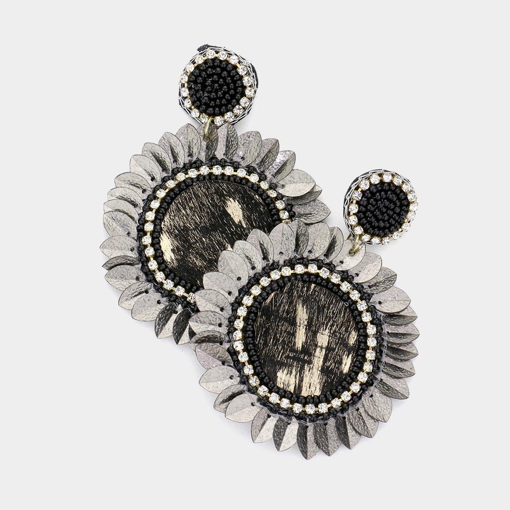 Black Flower Dangle Earrings - Jewelry Store by Erik Rayo