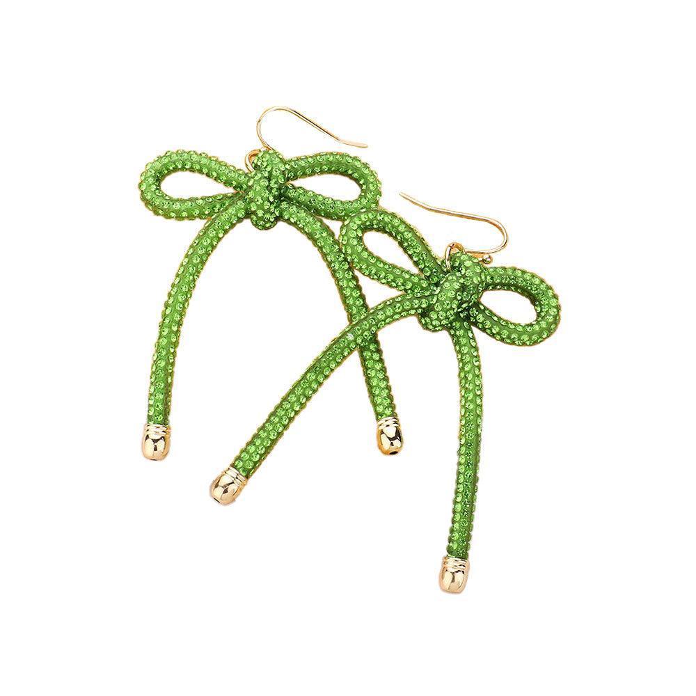 Bling Studded Tube Bow Dangle Earrings - Jewelry Store by Erik Rayo