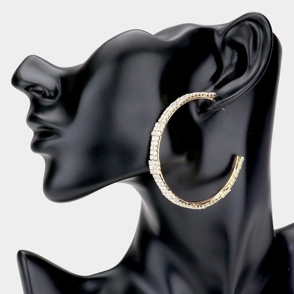 Gold Rhinestone Half Hoop Earrings - Jewelry Store by Erik Rayo