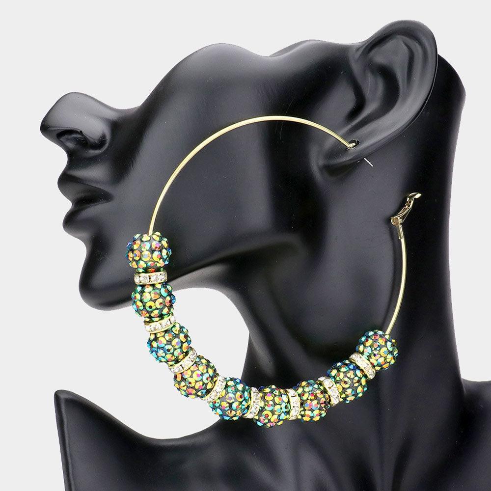 Shamballa Ball Hoop Earrings - Jewelry Store by Erik Rayo