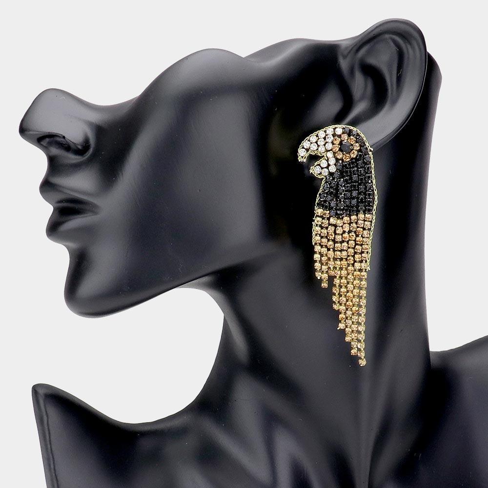 Rhinestone Parrot Earrings - Jewelry Store by Erik Rayo