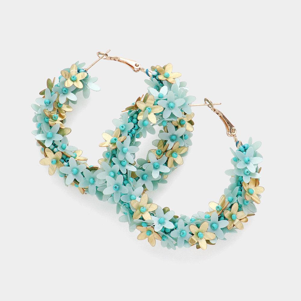 Sequin Flower Hoop Earrings - Jewelry Store by Erik Rayo