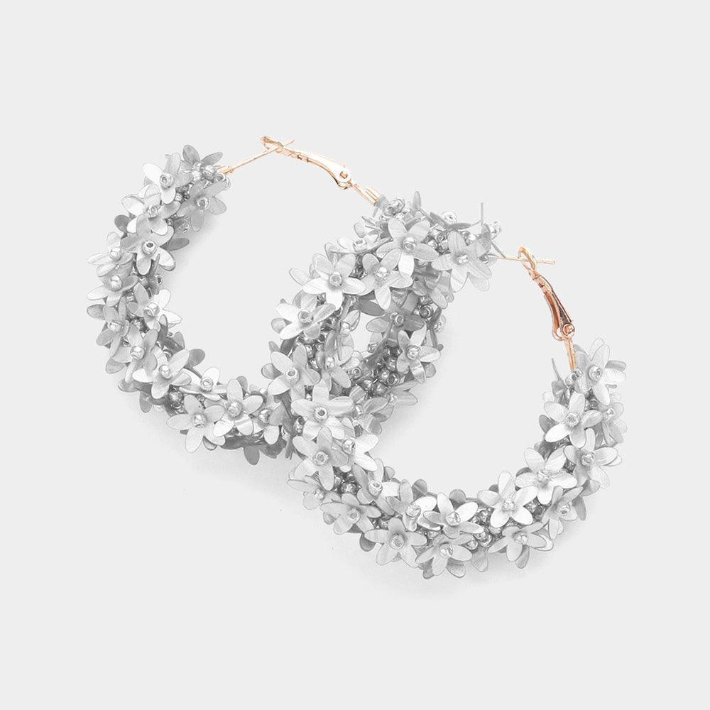 Sequin Flower Hoop Earrings - Jewelry Store by Erik Rayo