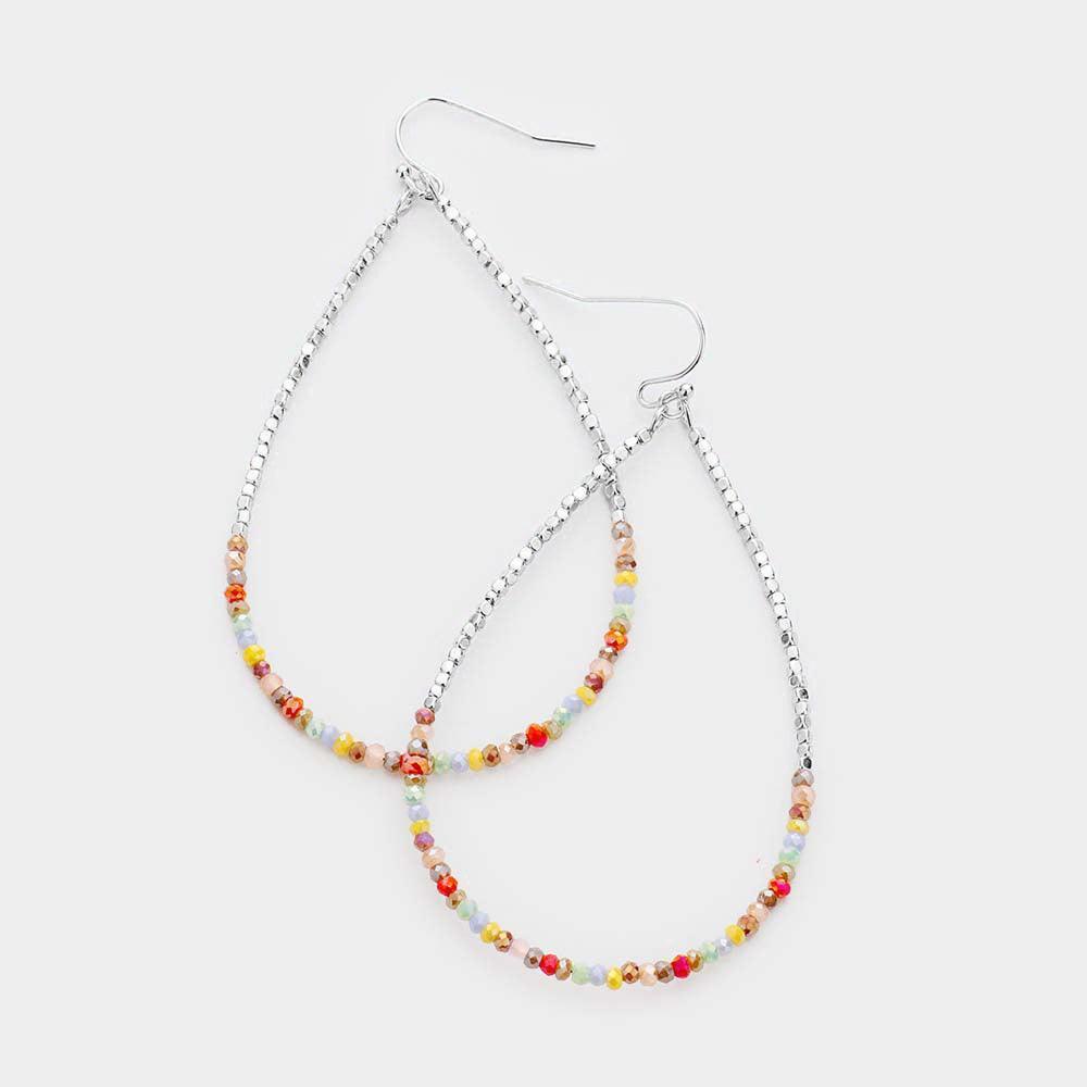 Beaded Open Teardrop Dangle Earrings - Jewelry Store by Erik Rayo