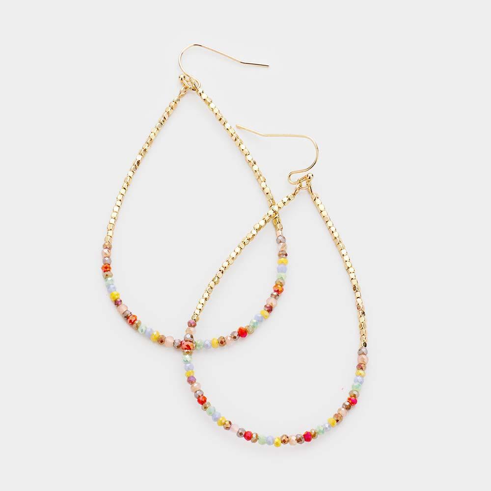 Beaded Open Teardrop Dangle Earrings - Jewelry Store by Erik Rayo