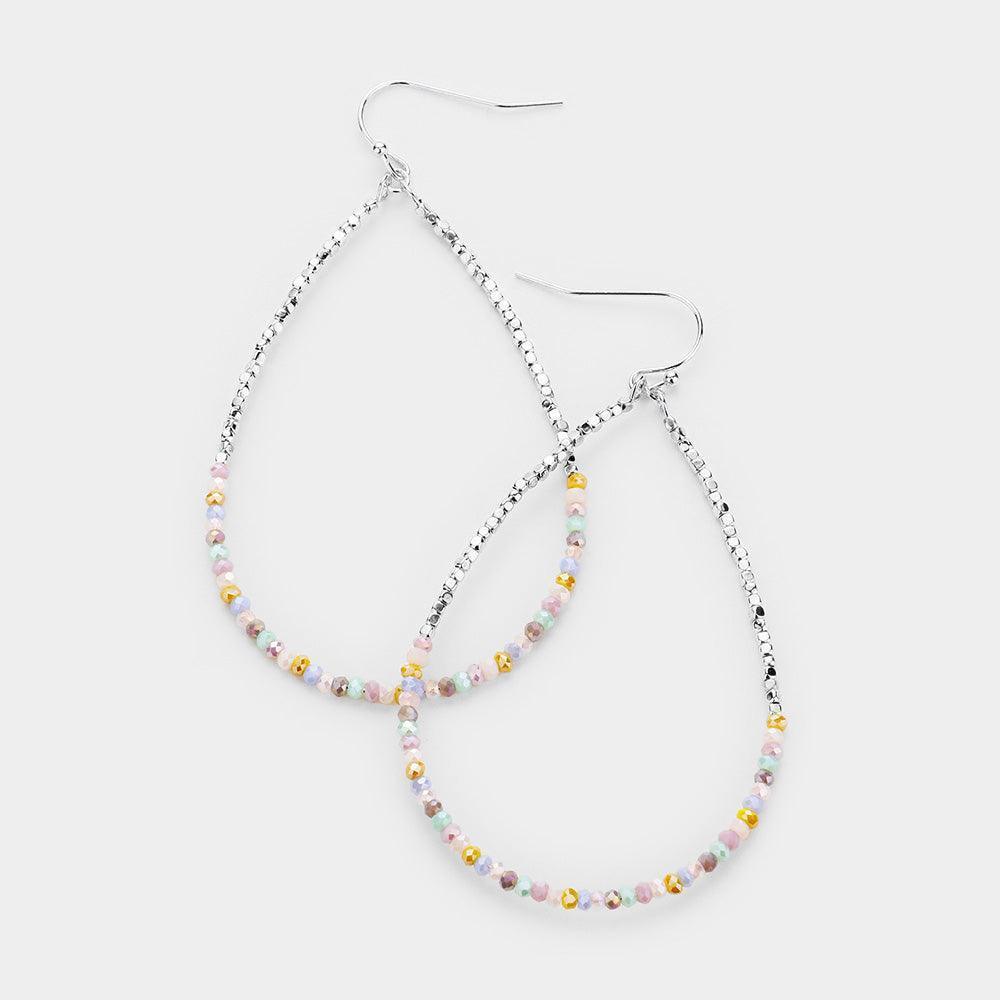 Beaded Open Teardrop Dangle Earrings - Jewelry Store by Erik Rayo