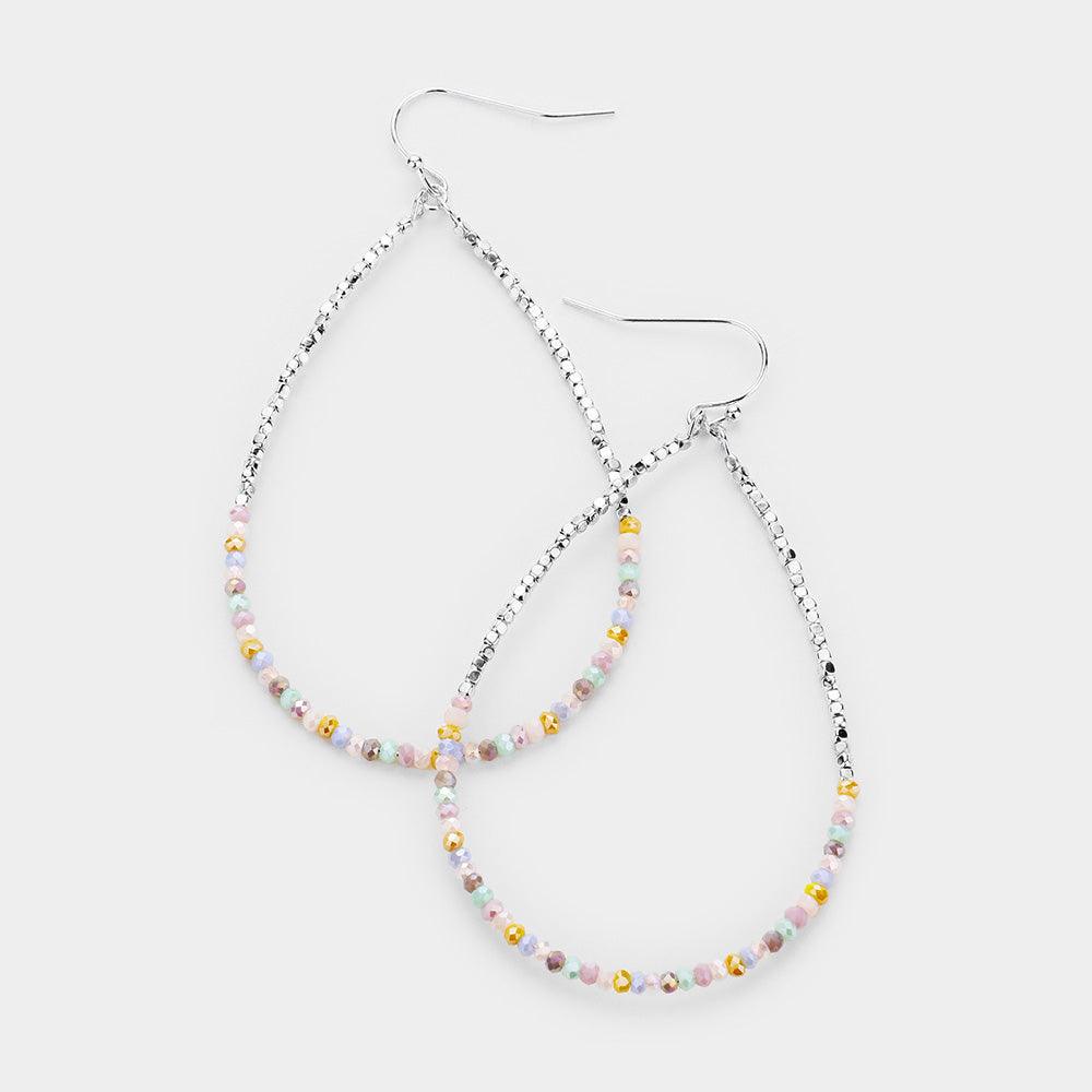 Beaded Open Teardrop Dangle Earrings