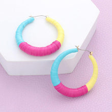 Load image into Gallery viewer, Raffia Wrapped Hoop Pin Catch Earrings
