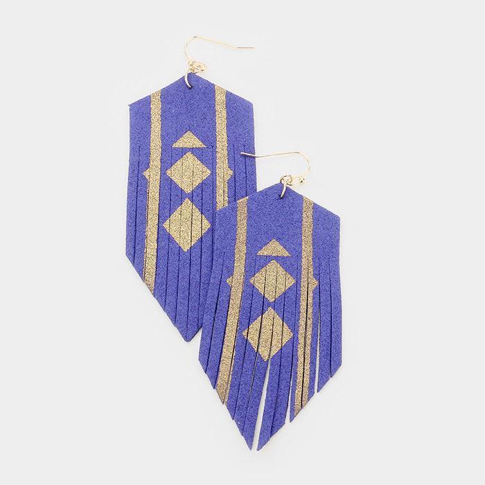 Gold Gold Detail Cut Suede Fringe Dangle Earrings - Jewelry Store by Erik Rayo