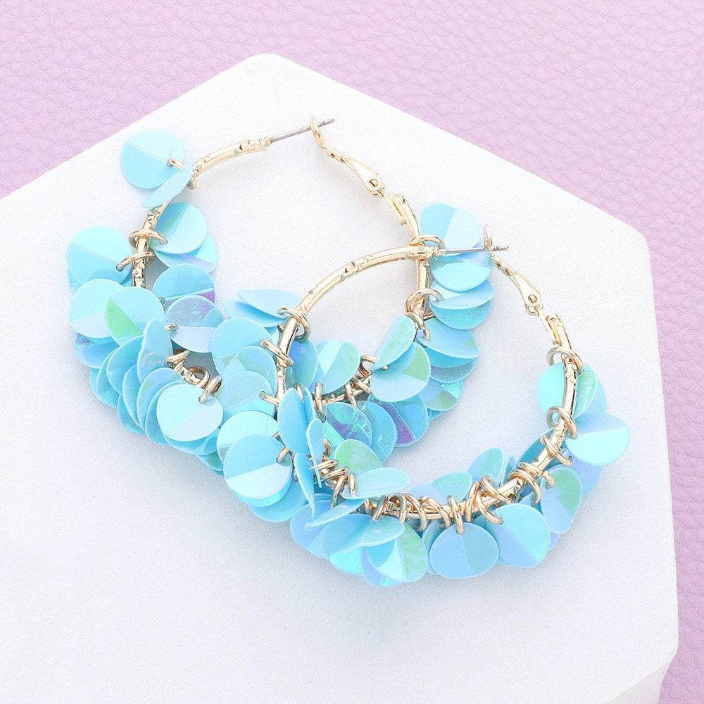 Blue Petal Cluster Hoop Earrings - Jewelry Store by Erik Rayo