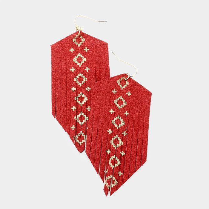 Gold Gold Detail Cut Suede Fringe Dangle Earrings - Jewelry Store by Erik Rayo