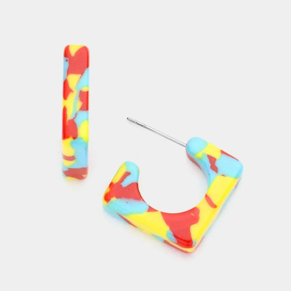 Celluloid Acetate Square Earrings - Jewelry Store by Erik Rayo