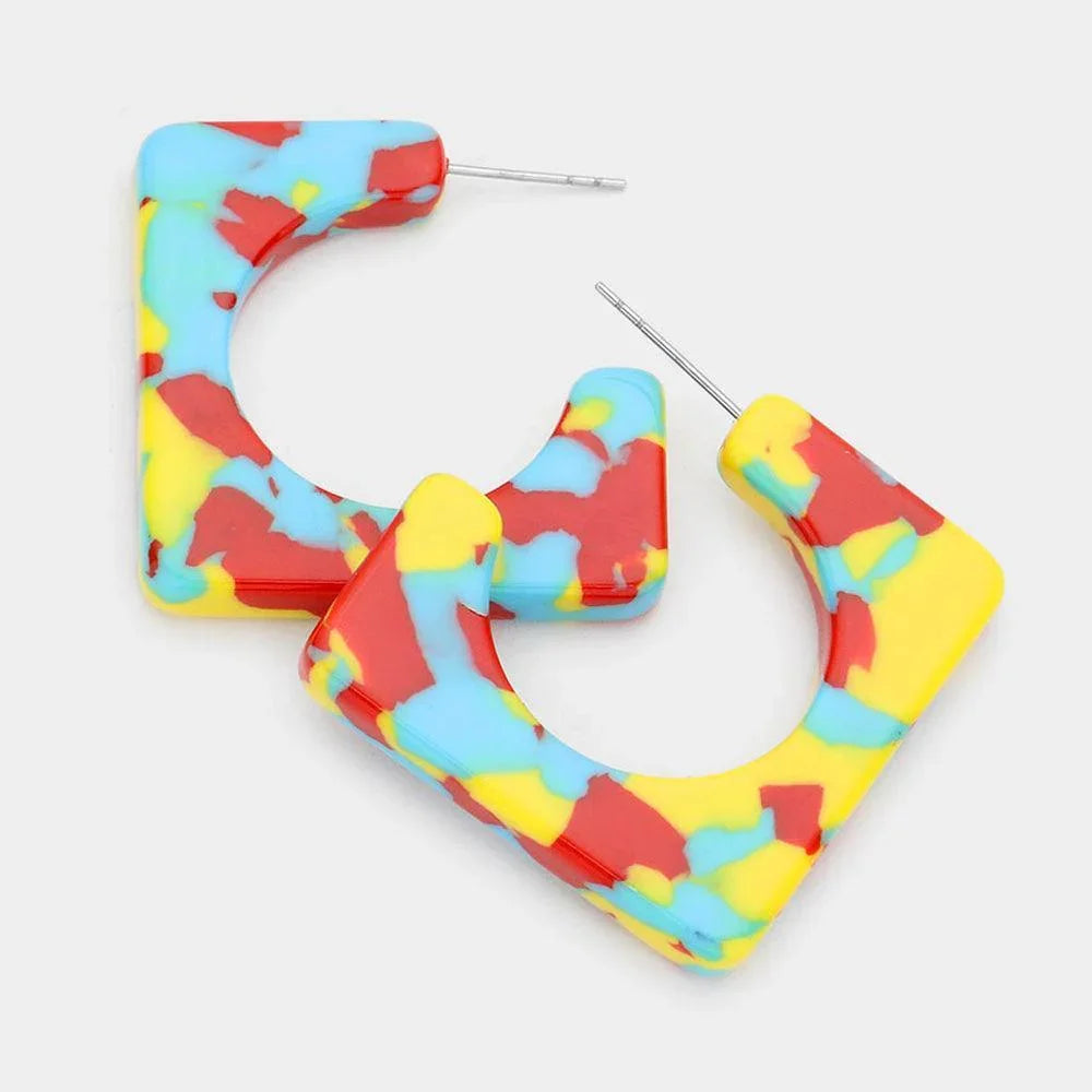 Celluloid Acetate Square Earrings - Jewelry Store by Erik Rayo