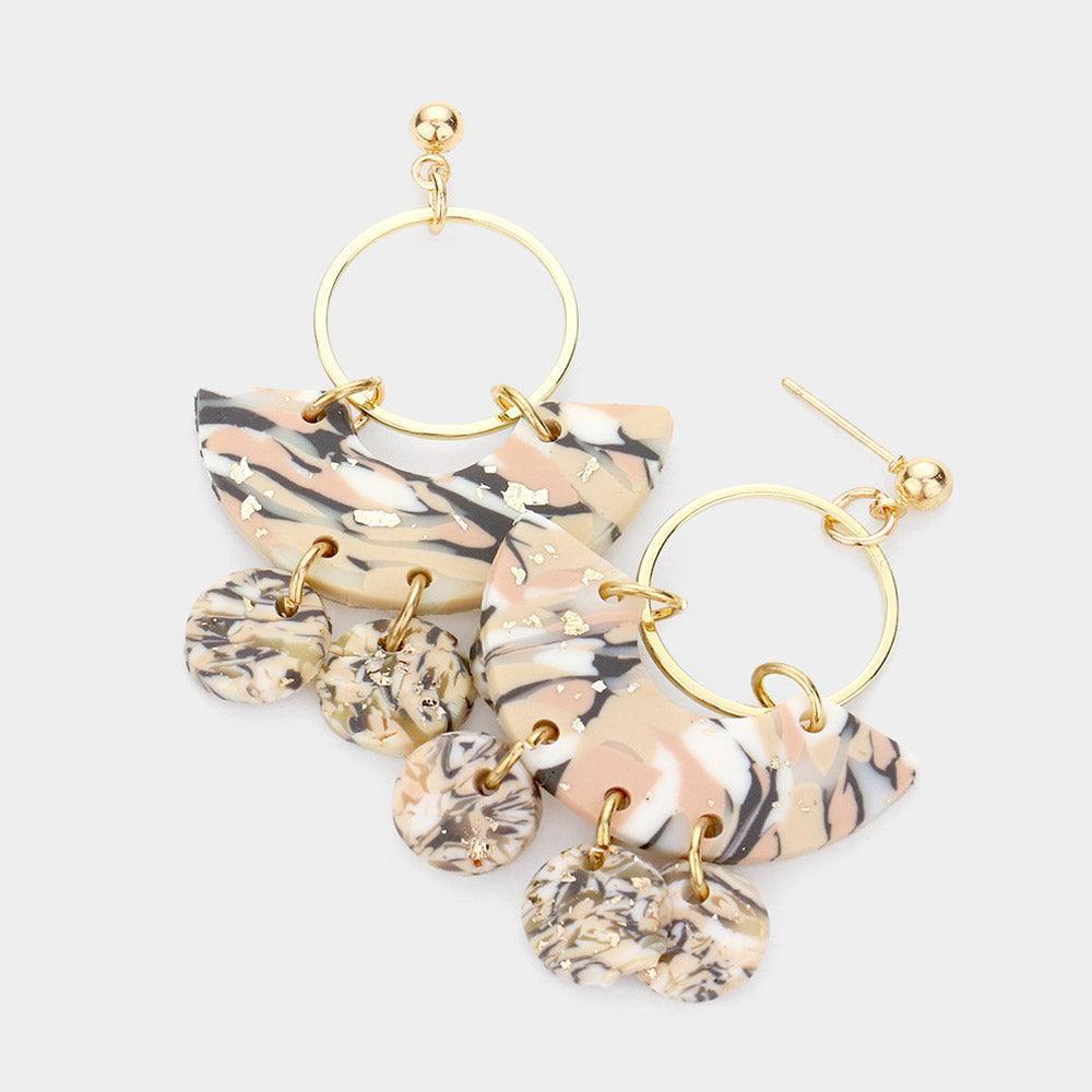 Open Metal Circle Patterned Geometric Clay Link Dangle Earrings - Jewelry Store by Erik Rayo