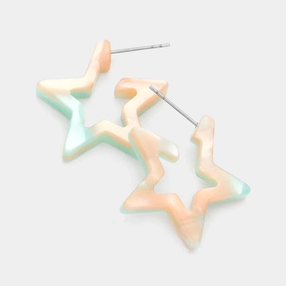 Celluloid Acetate Star Earrings - Jewelry Store by Erik Rayo