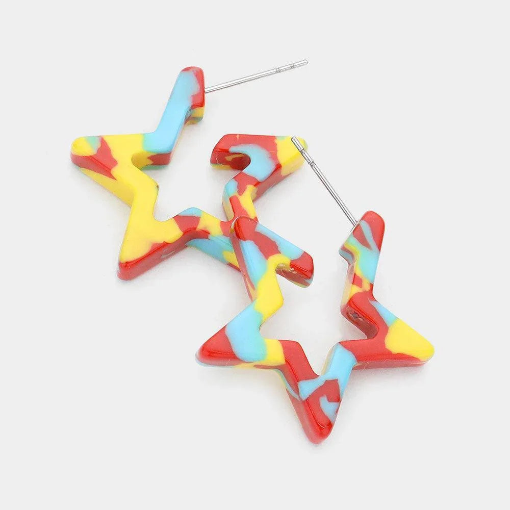 Celluloid Acetate Star Earrings - Jewelry Store by Erik Rayo