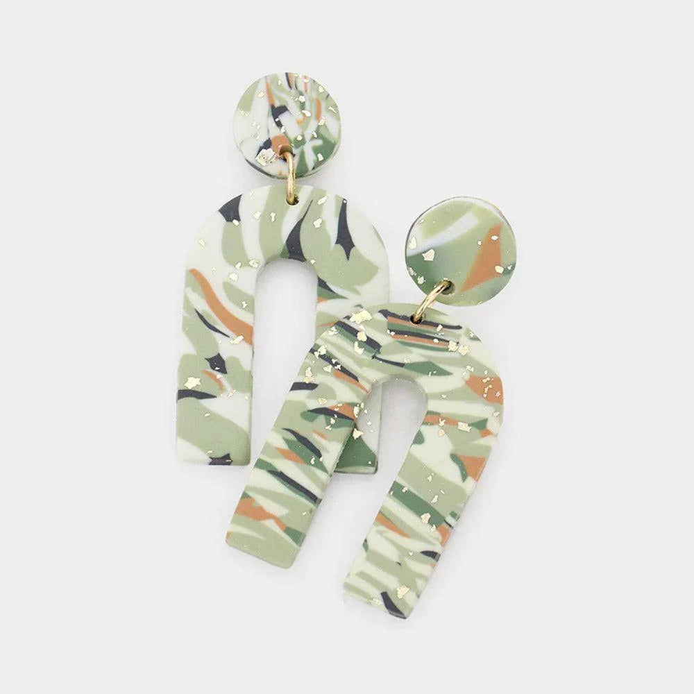 Geometric Arch Clay Link Dangle Earrings - Jewelry Store by Erik Rayo