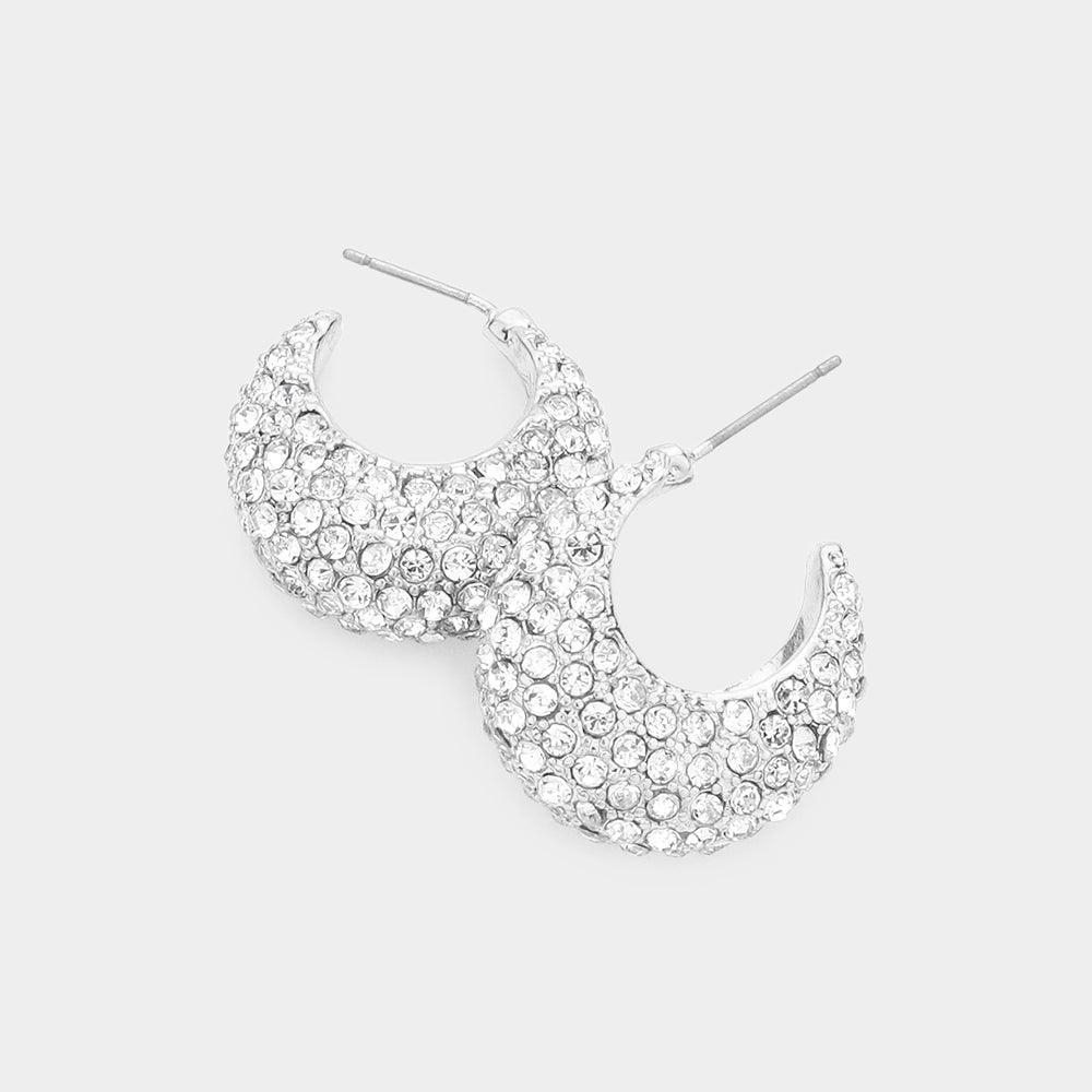 Rhinestone Embellished Hoop Earrings