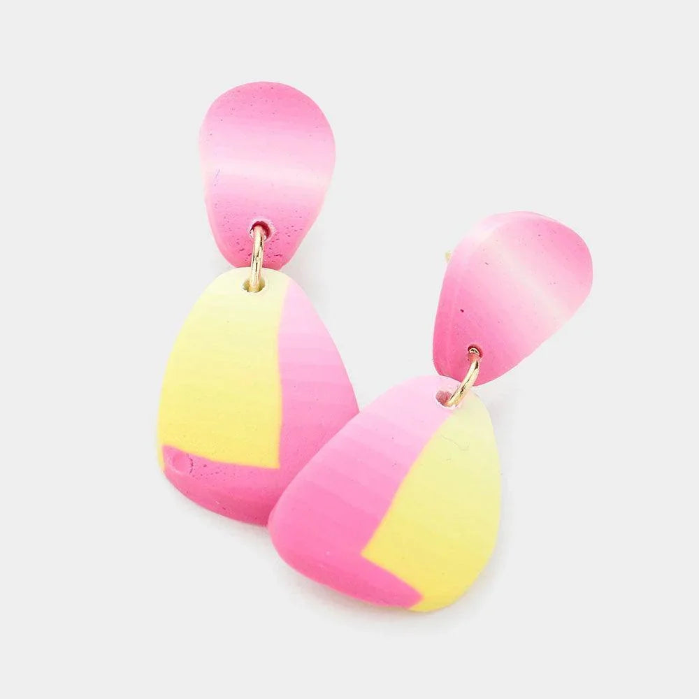 Pink Abstract Clay Link Dangle Earrings - Jewelry Store by Erik Rayo