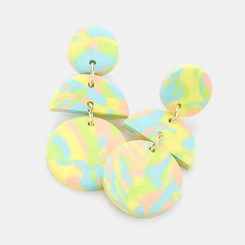 Green Geometric Clay Link Dangle Earrings - Jewelry Store by Erik Rayo