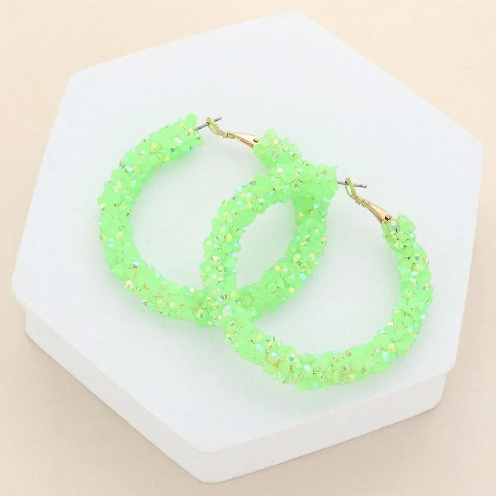 Faceted Beaded Hoop Earrings - Jewelry Store by Erik Rayo