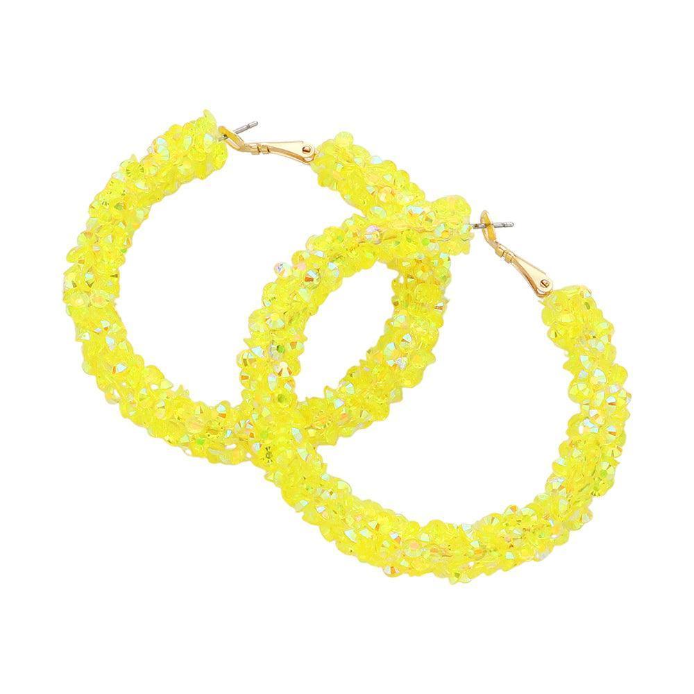 Yellow Faceted Beaded Hoop Earrings - Jewelry Store by Erik Rayo