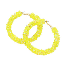 Load image into Gallery viewer, Yellow Faceted Beaded Hoop Earrings
