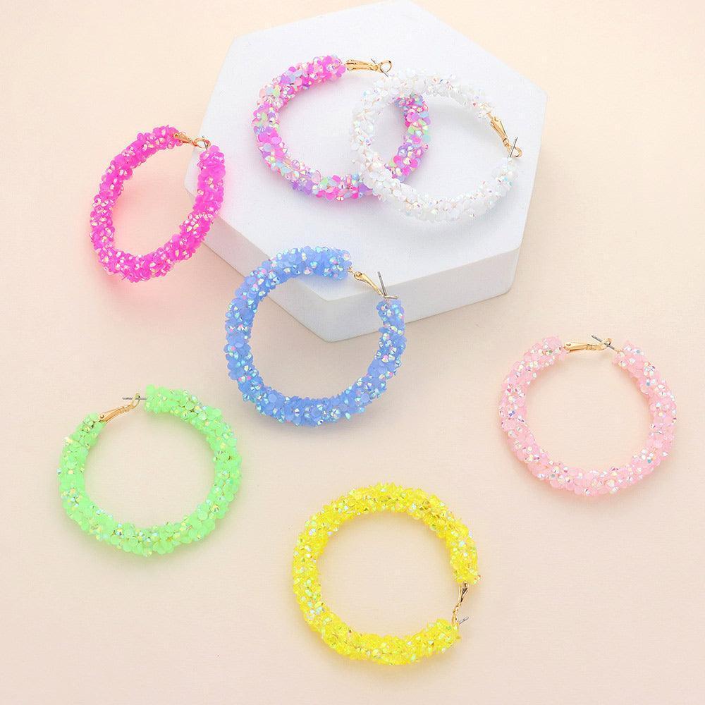 Yellow Faceted Beaded Hoop Earrings - Jewelry Store by Erik Rayo