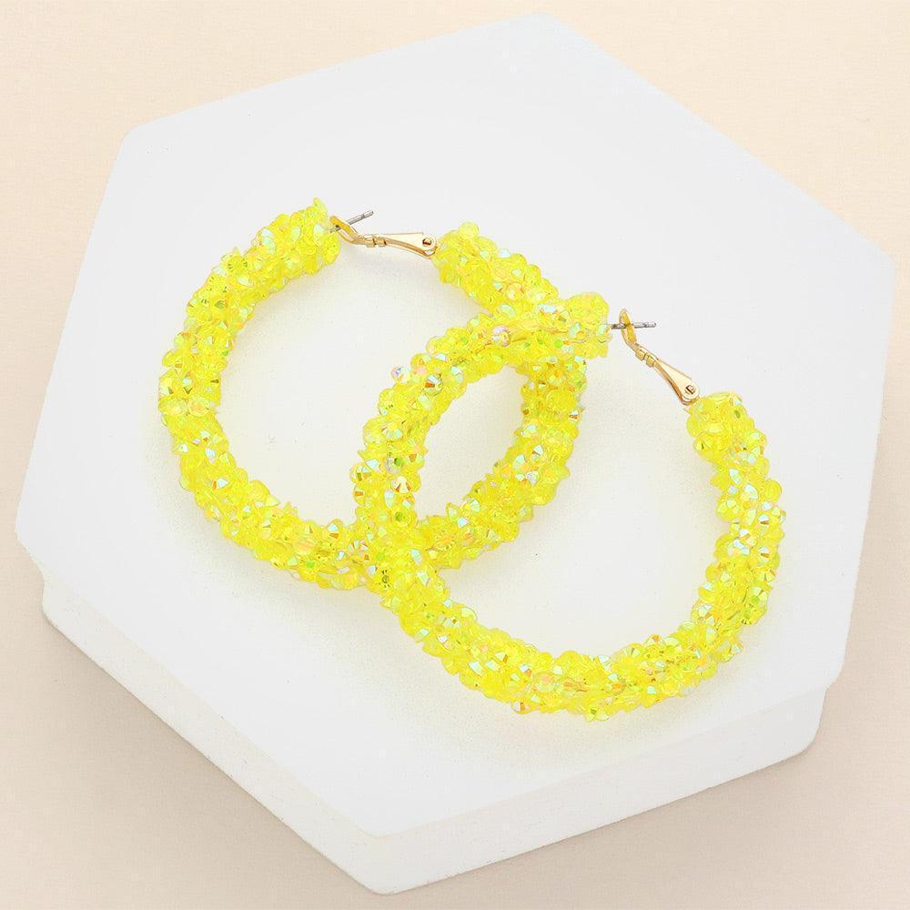 Yellow Faceted Beaded Hoop Earrings - Jewelry Store by Erik Rayo