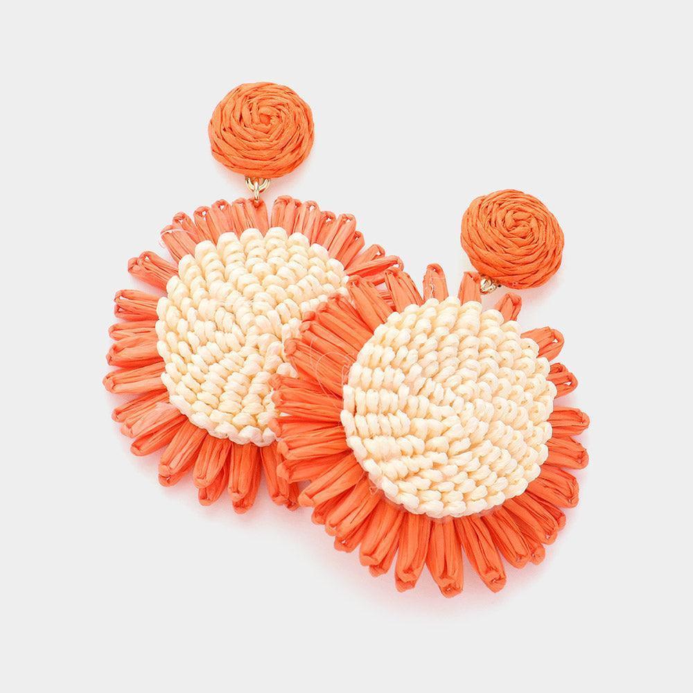 Raffia Sunflower Dangle Earrings - Jewelry Store by Erik Rayo