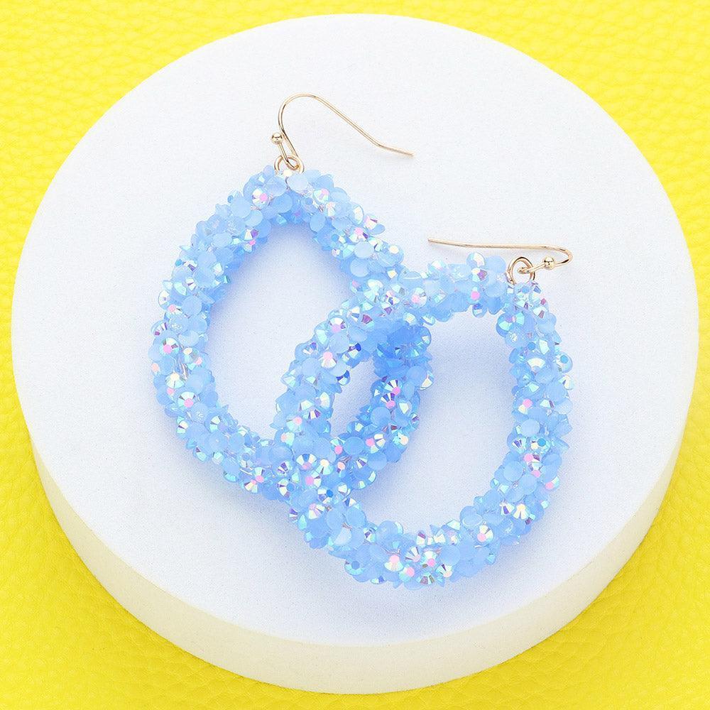 Blue Faceted Beaded Teardrop Dangle Earring - Jewelry Store by Erik Rayo