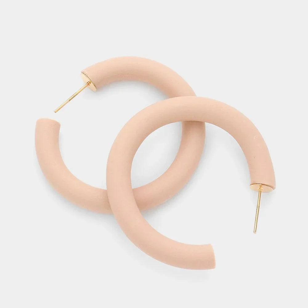 Pink Clay Half Hoop Earrings - Jewelry Store by Erik Rayo