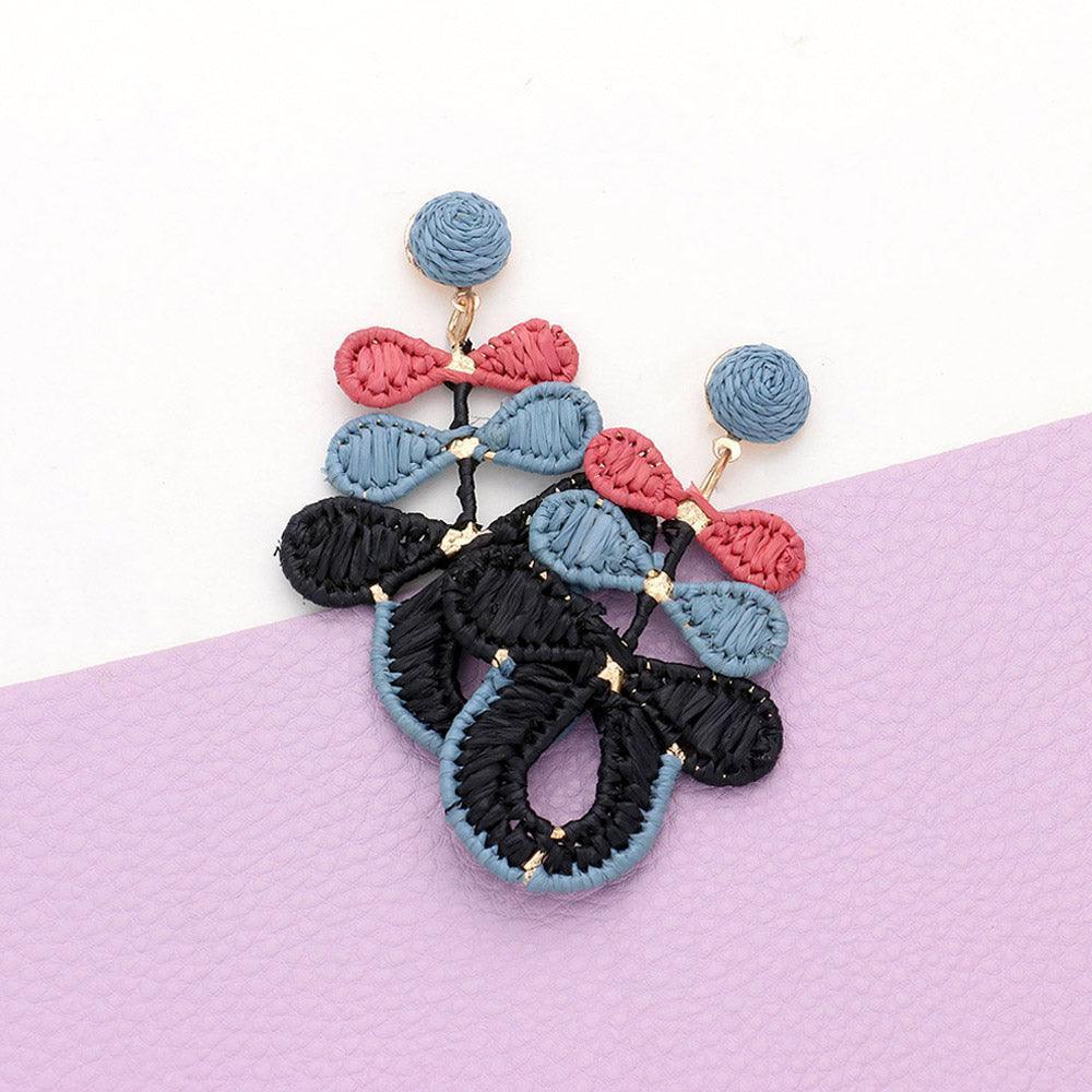 Black Raffia Wrapped Abstract Dangle Earrings - Jewelry Store by Erik Rayo