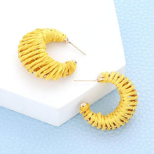 Load image into Gallery viewer, Raffia Wrapped Hoop Earrings
