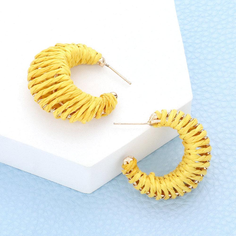 Raffia Wrapped Hoop Earrings