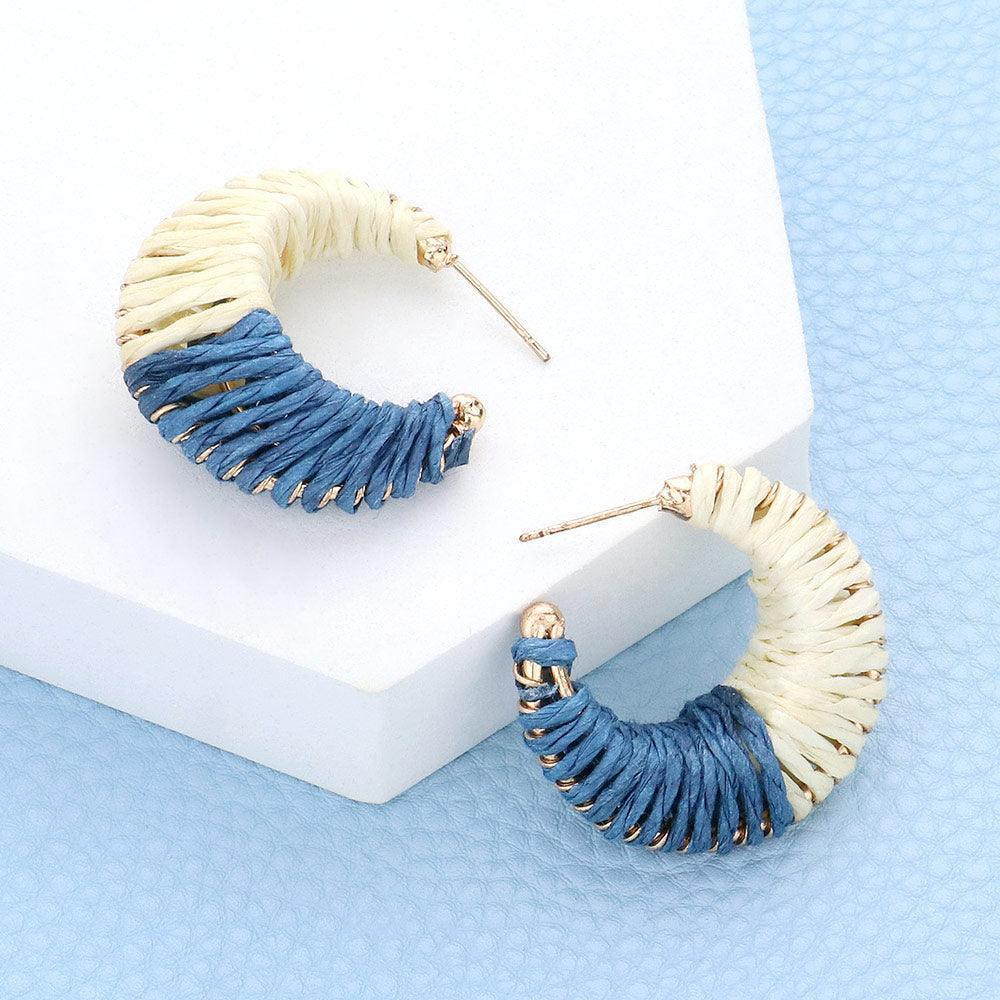 Raffia Wrapped Hoop Earrings - Jewelry Store by Erik Rayo