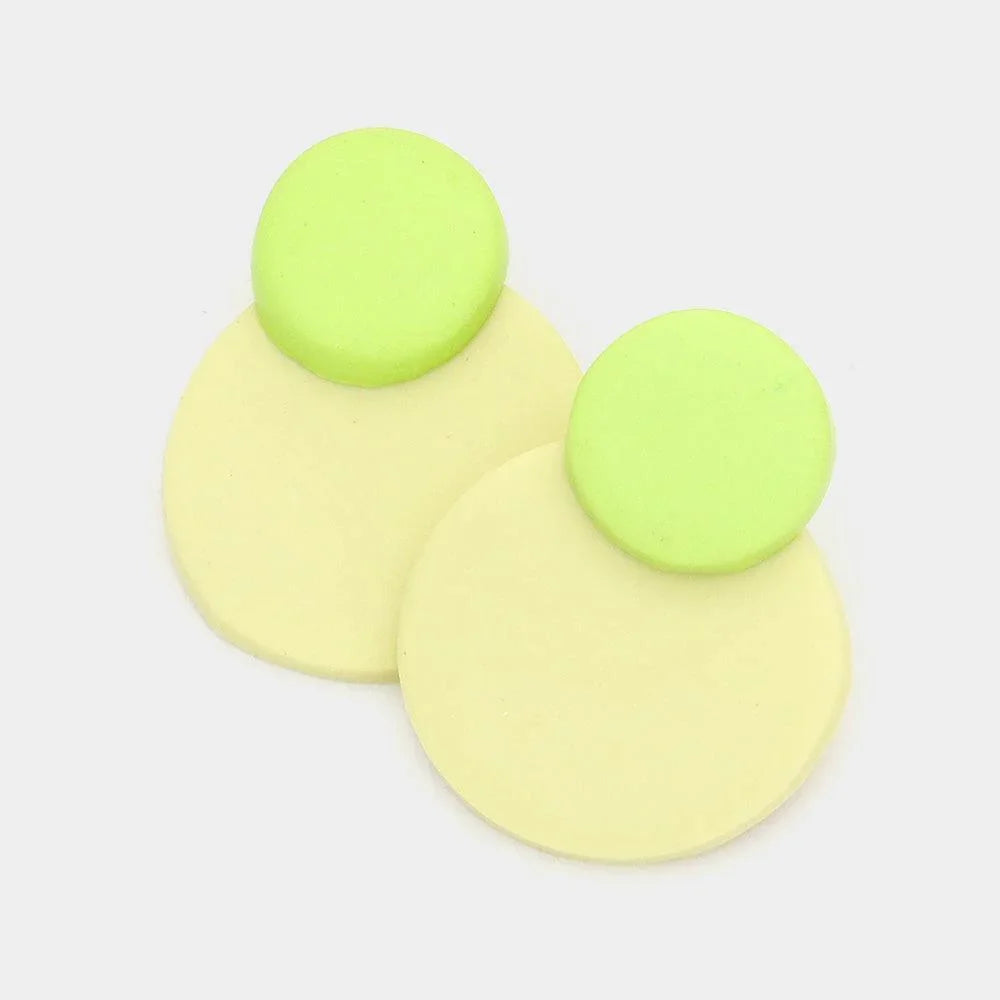 Yellow Geometric Two Tone Polymer Clay Link Dangle Earrings - Jewelry Store by Erik Rayo