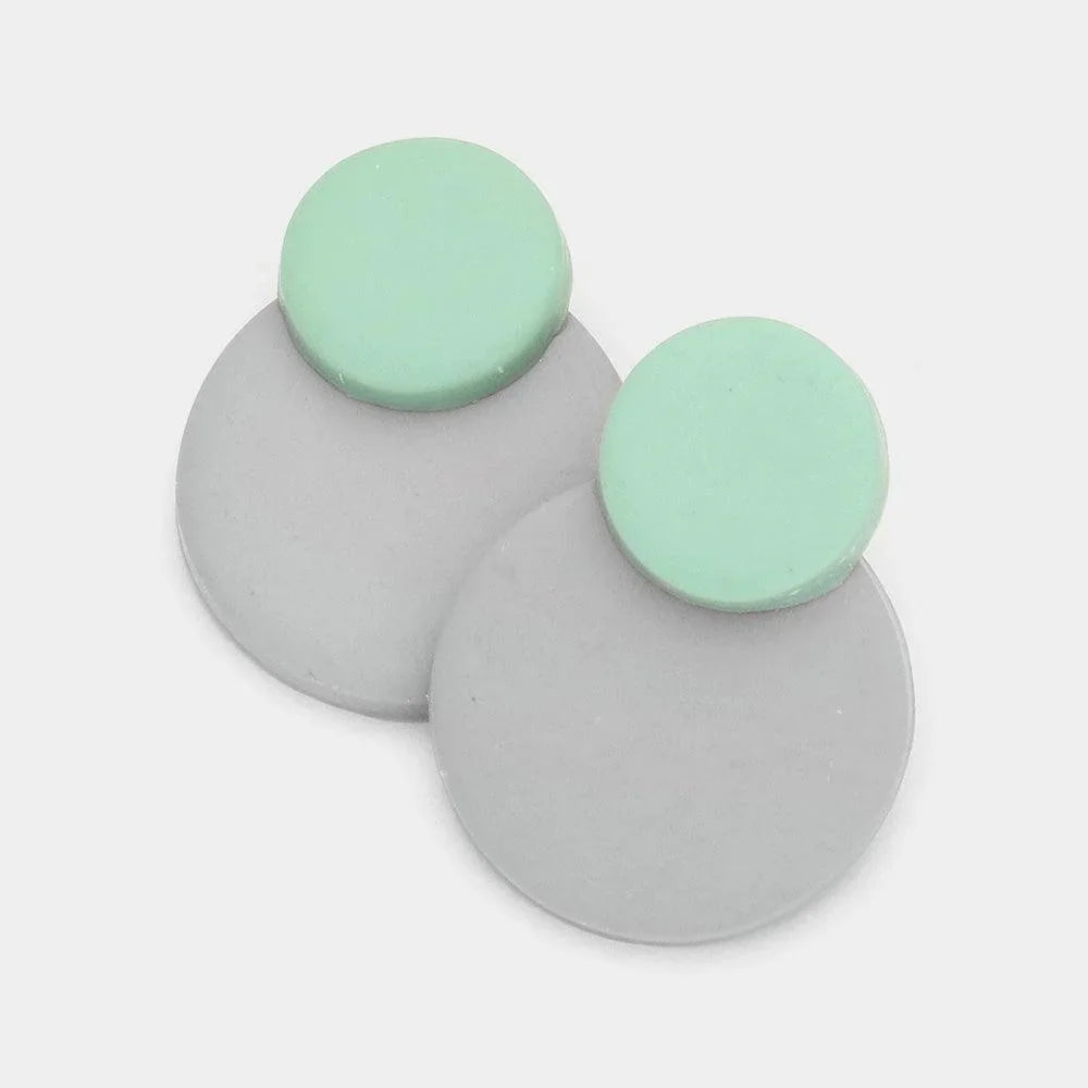Gray Geometric Two Tone Polymer Clay Link Dangle Earrings - Jewelry Store by Erik Rayo