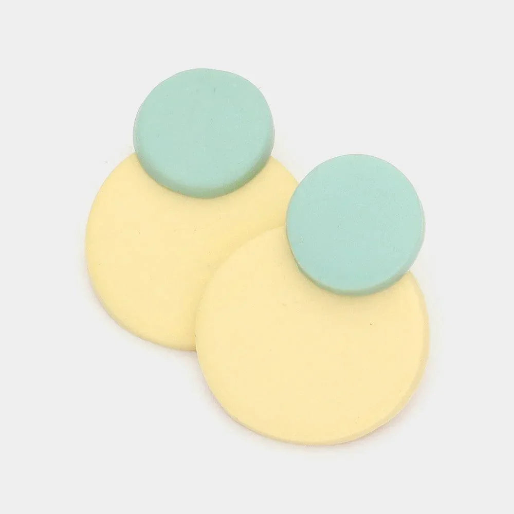 Yellow Geometric Two Tone Polymer Clay Link Dangle Earrings - Jewelry Store by Erik Rayo