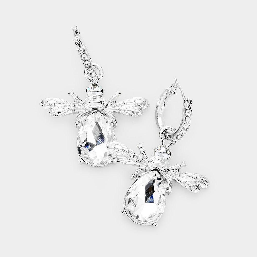 Clear Glass Crystal Bug Earrings - Jewelry Store by Erik Rayo